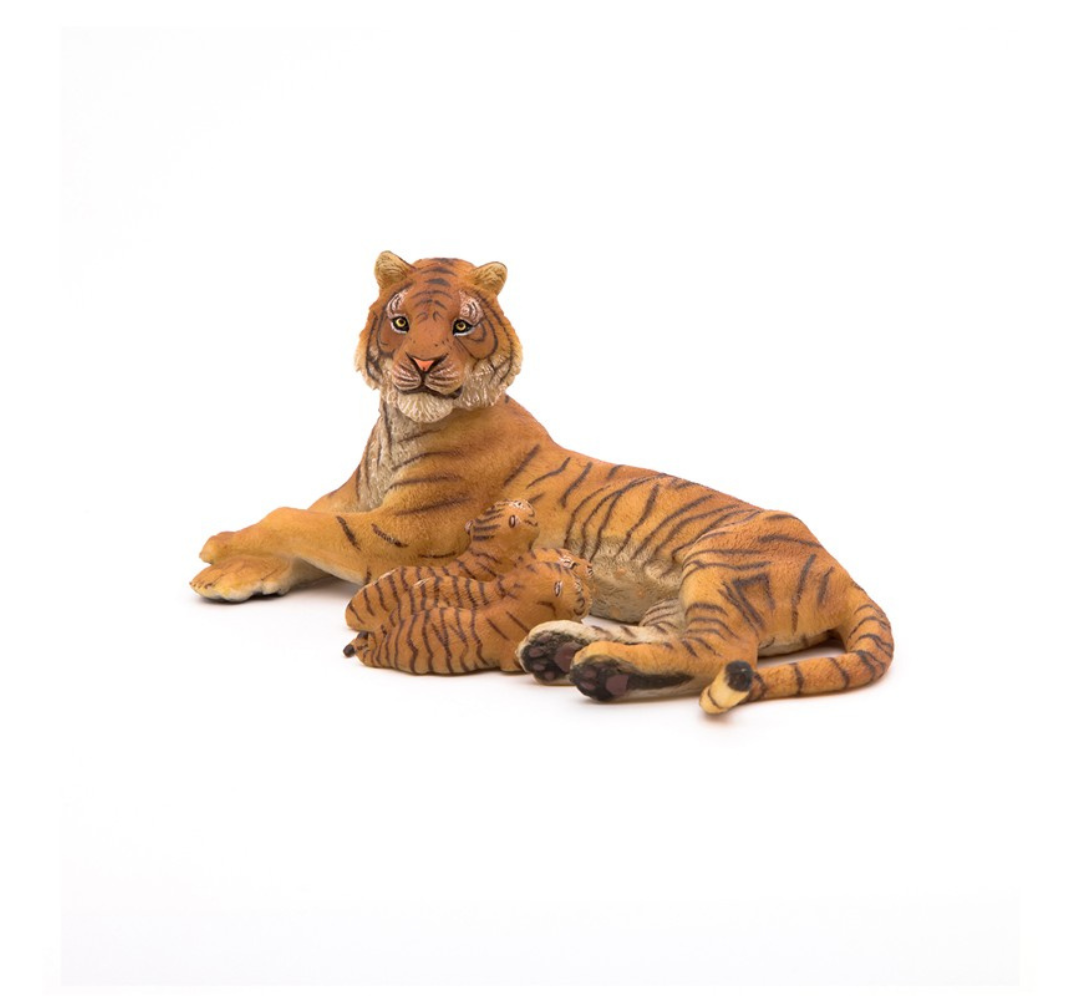 Tigre Hembra acostada con Cachorros