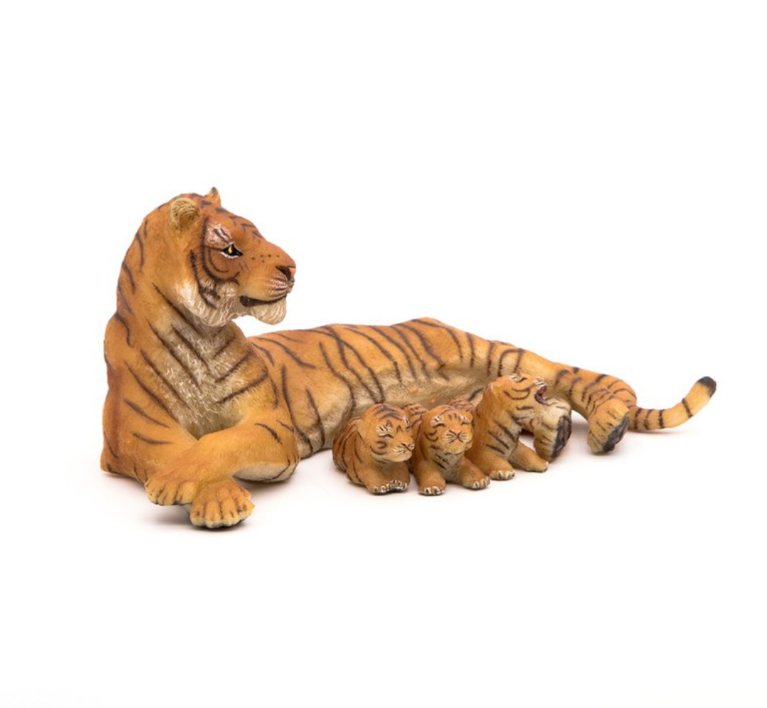Tigre Hembra acostada con Cachorros