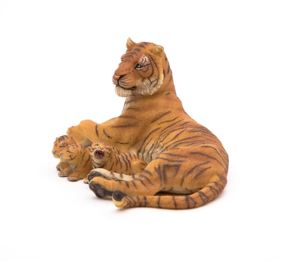 Tigre Hembra acostada con Cachorros