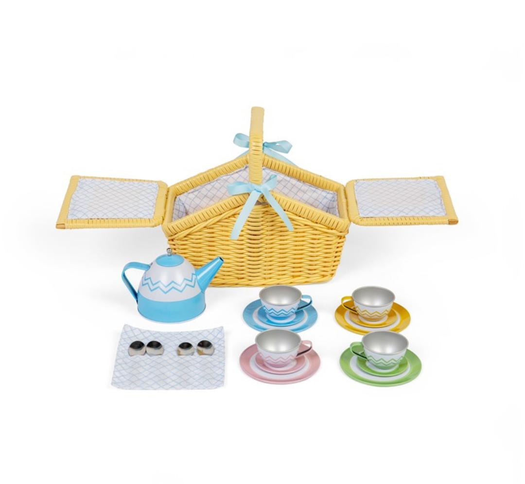 Set de picnic de té en cesta