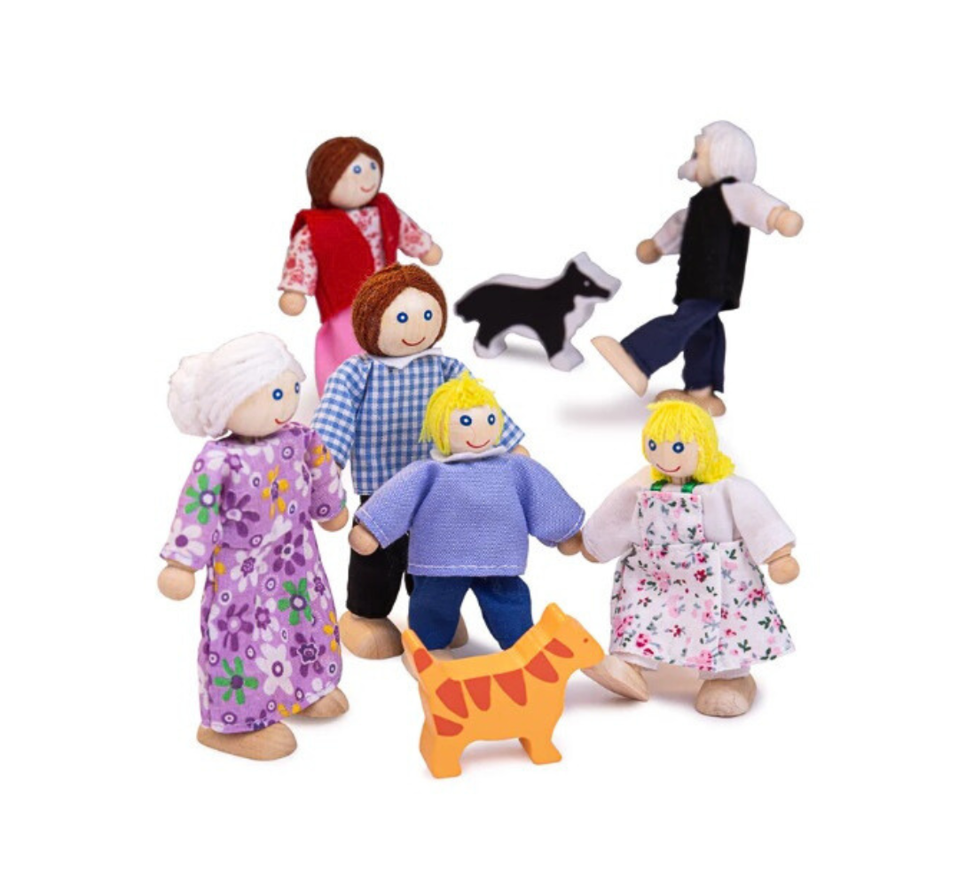 Familia de muñecos articulados