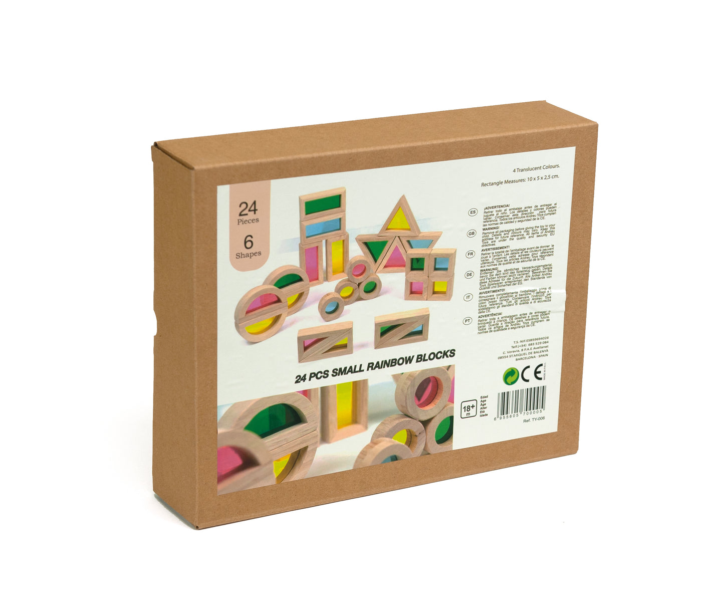 Bloques translúcidos de madera - 24 piezas - Small Rainbow Blocks