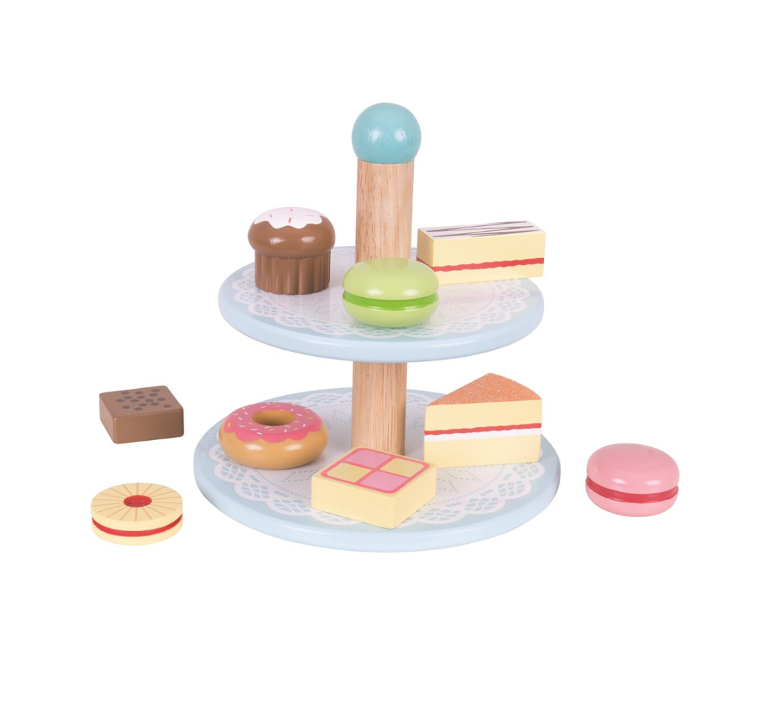 Expositor de pasteles con 9 dulces
