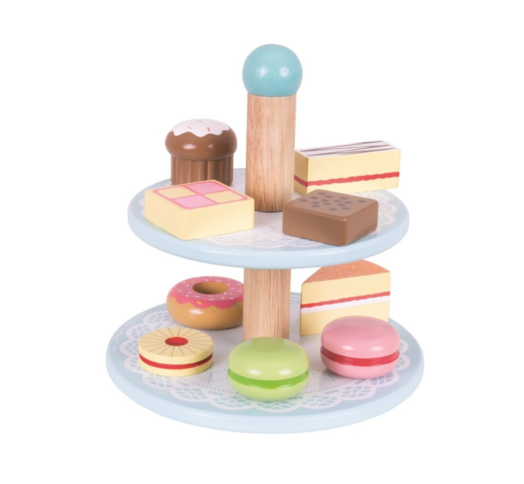 Expositor de pasteles con 9 dulces