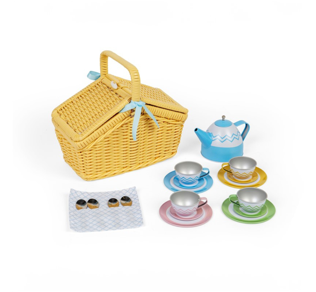 Set de picnic de té en cesta