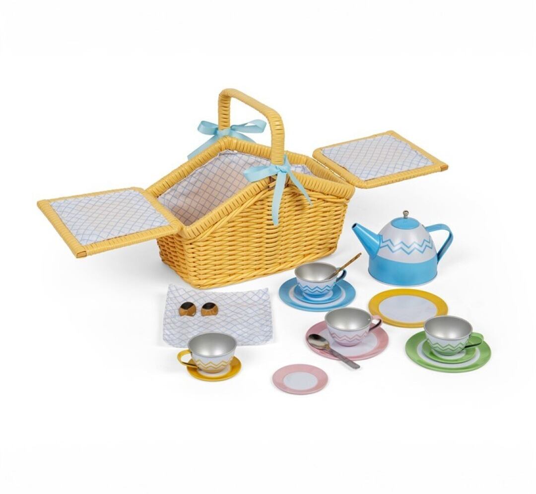 Set de picnic de té en cesta